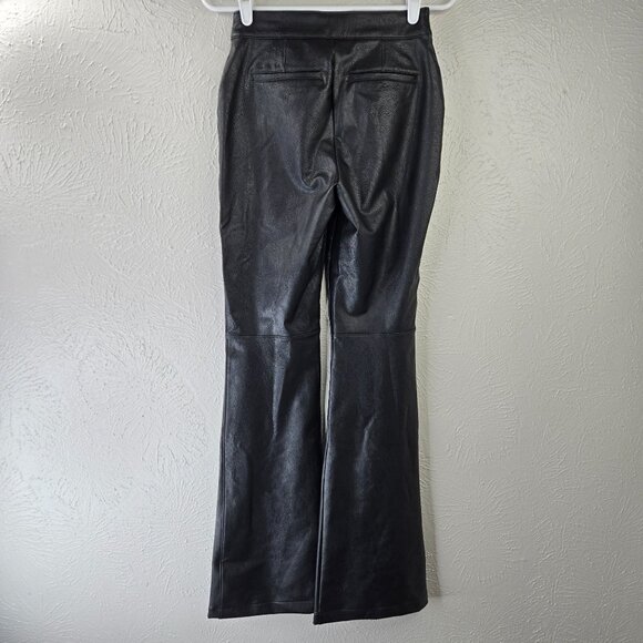 Spanx Leather-Like Flare Pant Small Black Bootcut High Rise Edgy Grunge Goth New - Picture 6 of 13